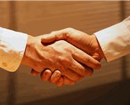Graphic showing a handshake between two people.