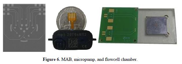 Figure 6. MAB, micropump, and flowcell chamber