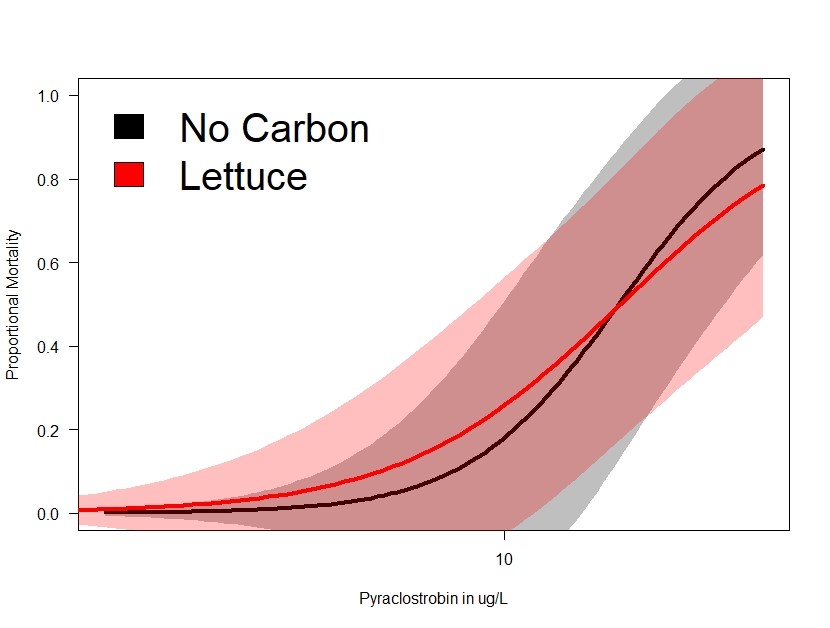 Figure 3 essentially shows that the primary beneficial effect of carbon source on reducing toxicity of pyraclostrobin is likely an energetic effects