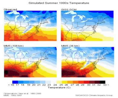 Observed and Simulated Surface Temperatures for the 
  1990s at Alternative Scales