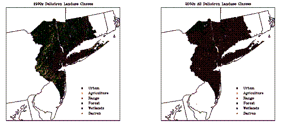 Maps of Land Use Classifications for the 1990s (Observed) 
  and 2050s