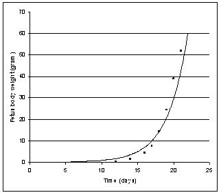 Figure 8. Growth Rates for Physiological Changes Occurring During Gestation: (d) Fetal Growth (n=10 fetus)