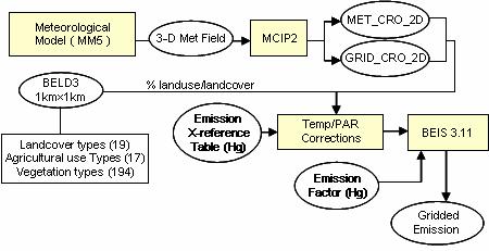 Data Flow for the Developed Biogenic Mercury Emission Processor