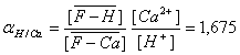 The H(+)/Ca(2+) separation factor under the experimental condition.