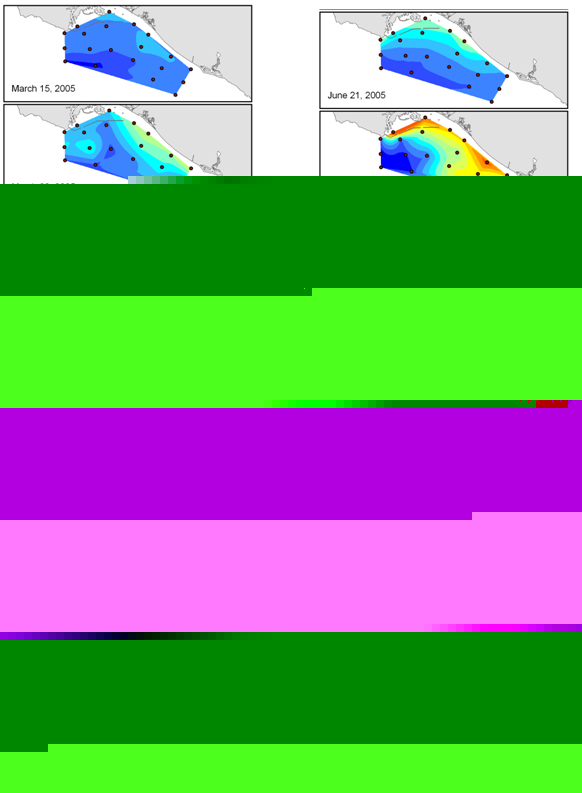 Surface Chlorophyll Distribution During Field Surveys From March Through December 2005