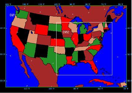 METCHEM Simulation Domains; Domain  D02 will Include the Impacts of PnET-Predicted Biomass Changes on the Fire  Emissions Inputs