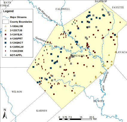 Figure 4. Map of study area showing locations of water wells with water chemistry and water level data.