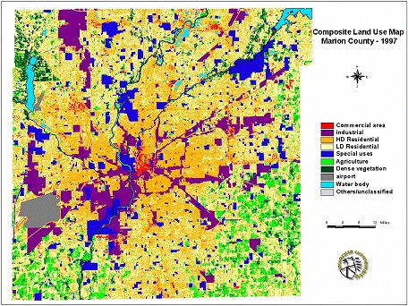 Figure 2. Land use map for Marion County and Indianapolis based on 1997 SPOT imagery.