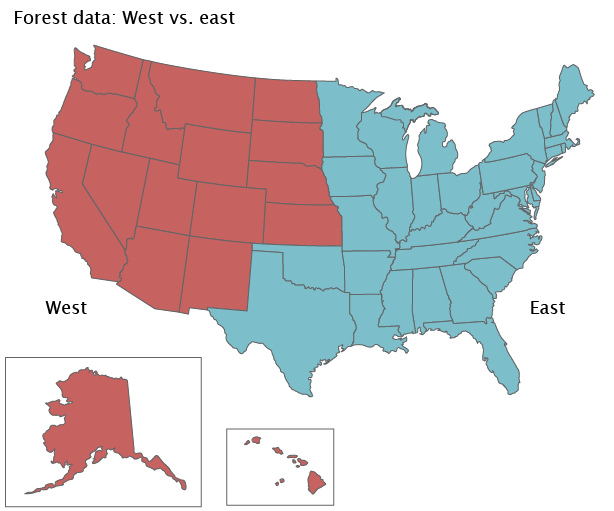 States in the eastern U.S., based on USDA Forest Service reporting regions.