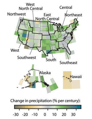 map of the annual precipitation trends in the 50 states