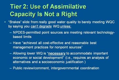 Tier 2: Use of Assimilative Capacity is Not a Right