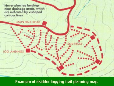 Example of skidder logging trail planning map.