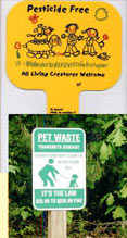 Photo: pesticide free and pet waste cleanup signs