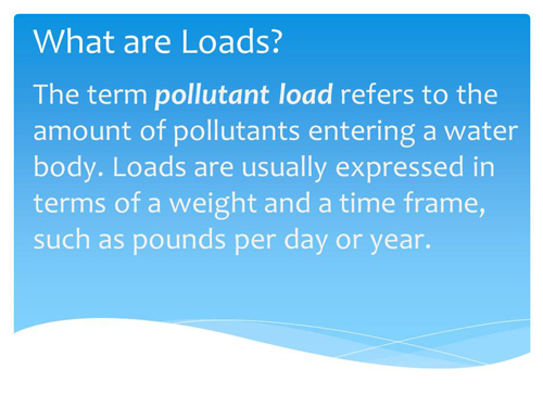 Pollutant load: the amount of pollutants entering a water body.