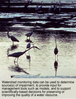 Watershed monitoring data can be used to determine the sources of impairment, to provide input for management tools such as models, and to support scientifically-based decisions for preserving or improving the quality of a water resource.