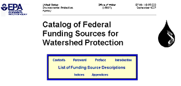 catalog of federal funding resources for watershed protection web page screen shot