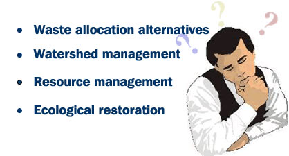 Planning includes waste allocation alternatives, watershed management, resource management, and ecological restoration