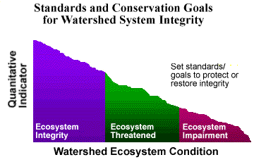 graphic showing at what ecosystem condition to set goals to protect or restore ecosystem health
