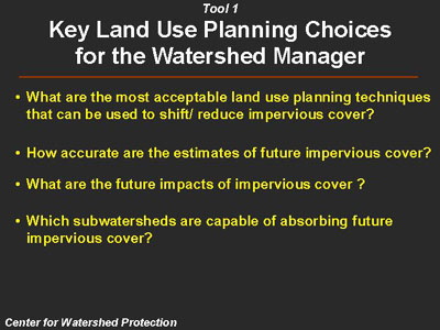 Key Land Use Planning Choices for the Watershed Manager