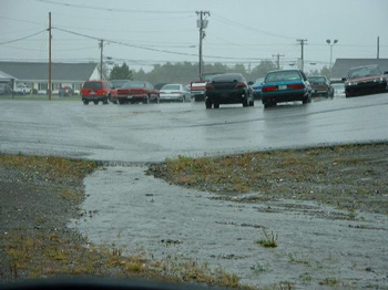 Picture showing runoff from a paved parking lot.