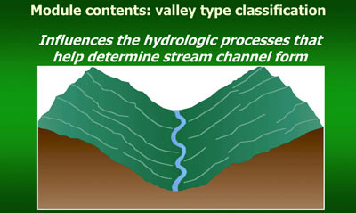 Valley type classification: Influences the hydrolic processes that help determine stream channel form